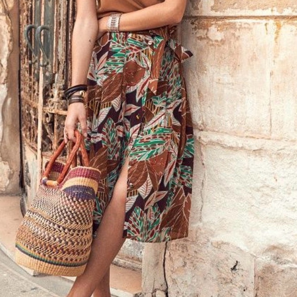 Cheetah and Floral faux wrap skirt